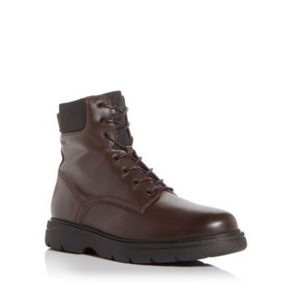 BOSS Mens Brown Heel Pull-Tab Debossed Up Jacob Toe Platform Combat Boots 46